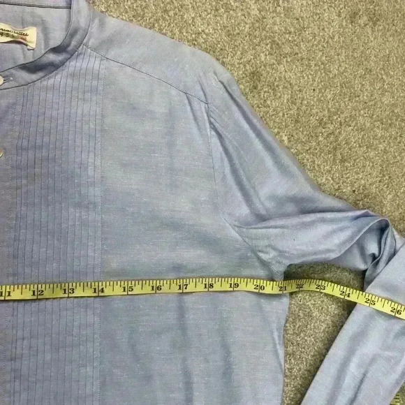 Tintoria Mattei 954 Men Shirt Blue Color Long Sleeves Pleated Panel Sz 40/15-3/4 - Picture 2 of 14